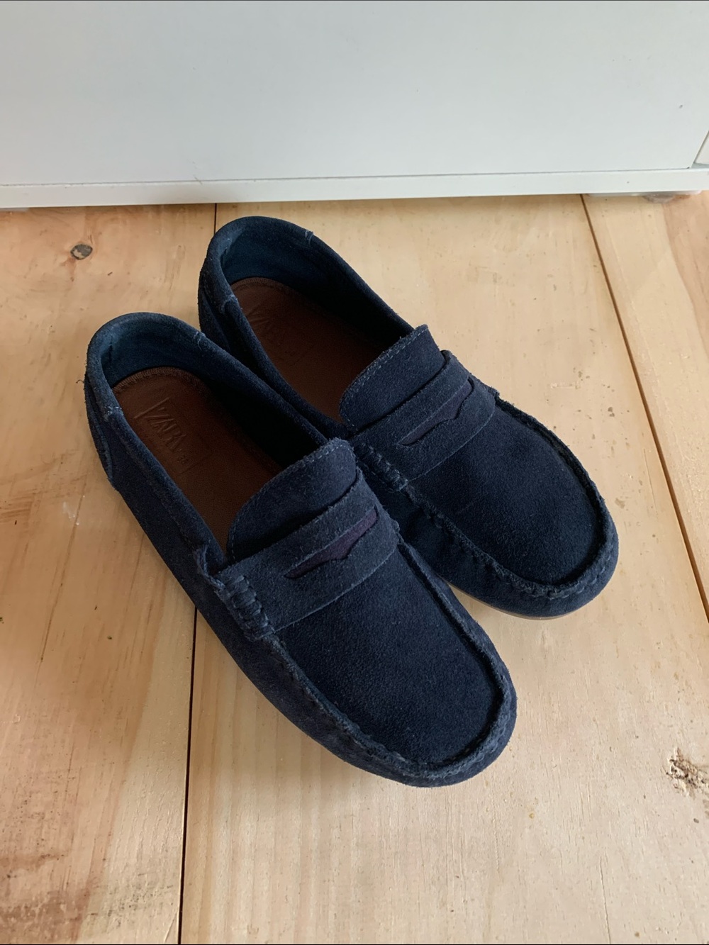 Zara Navy Suede Loafers